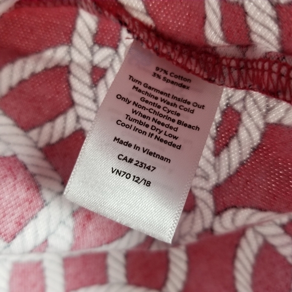 Talbots Womens Sleeveless V Neck Midi Dress Rope Print Red White Blue Size Small - Picture 8 of 10